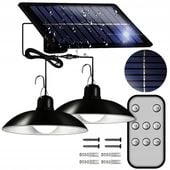 LAMPA SOLARNA 2x ŻYRANDOL LED WISZĄCA OGRODOWA ZEWNĘTRZNA PANEL +