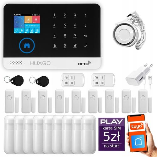 Alarm bezprzewodowy GSM + WiFi z aplikacją TUYA , zestaw , HUXGO HXA003 na Arena.pl