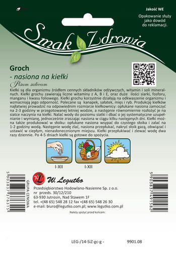 Nasiona na kiełki, groch, 50g na Arena.pl