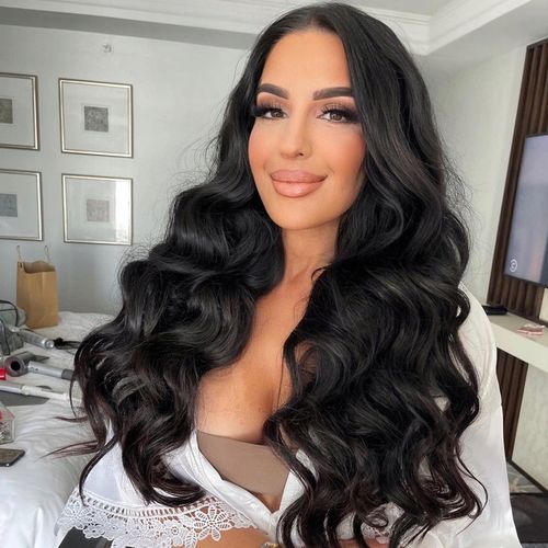 PERUKA DŁUGIE WŁOSY CZARNE KRUCZE FALE BRUNETKA SYNTETYCZNE damskie 70 cm na Arena.pl