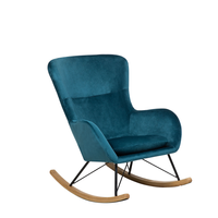 Fotel bujany welurowy niebieski ELLAN