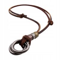 Naszyjnik Wisiorek męski rzemyk Pierścienie