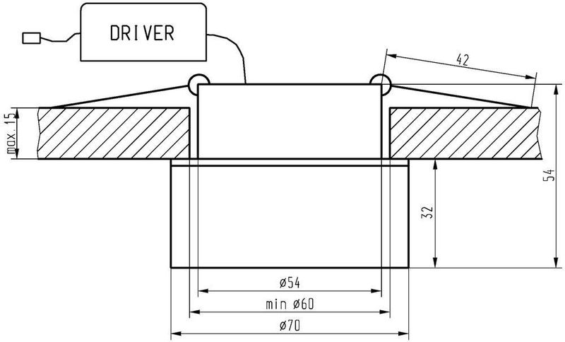 SAK-01 AL/TR LED 3W LED 230V opr. strop. stała okrągła szkło akrylowe tran zdjęcie 2