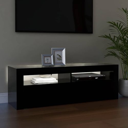 Szafka pod TV z oświetleniem LED, czarna, 120x35x40 cm na Arena.pl