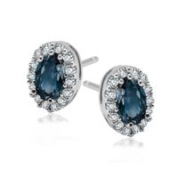 srebrne kolczyki z niebieską cyrkonią na sztyfcie