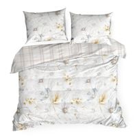 Pościel satynowa 220x200 LEA z kwiatowym nadrukiem + poszewki