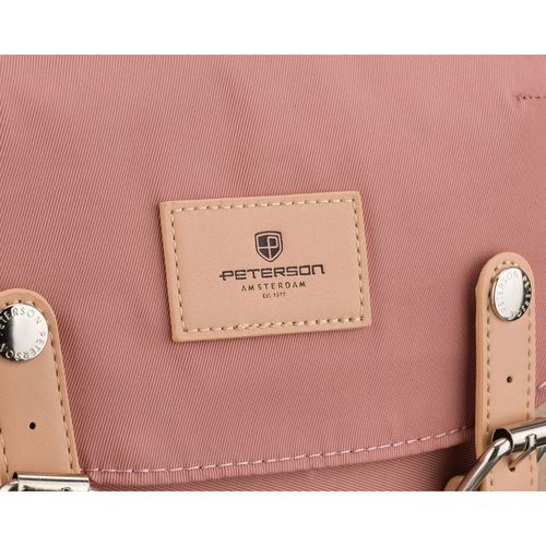 różowo-szary plecak damski z poliestru i skóry ekologicznej, na Arena.pl