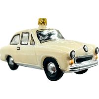 Bombka choinkowa ręcznie malowana: Klasyczny kremowy samochód