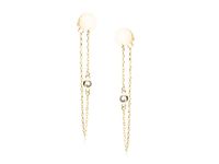 Delikatne pozłacane srebrne wiszące kolczyki celebrytki kółko circle cyrkonia łańcuszek srebro 925 Z1815EG_W