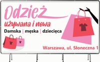BANER REKLAMOWY 130x80cm PROJEKT GRATIS oczkowany ODZIEŻ UŻYWANA NOWA