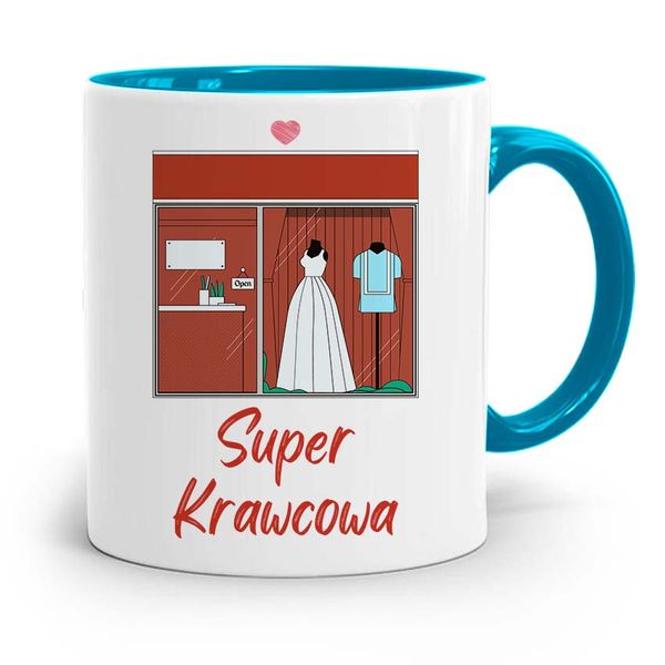 Kubek Błękitny Krawcowej Krawca Super Krawcowa Z Nadrukiem Ze Zdjęciem zdjęcie 1
