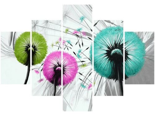 70 100CM OBRAZ 5 ELEM KOLOROWE DMUCHAWCE DRUK PŁÓTNO na Arena.pl