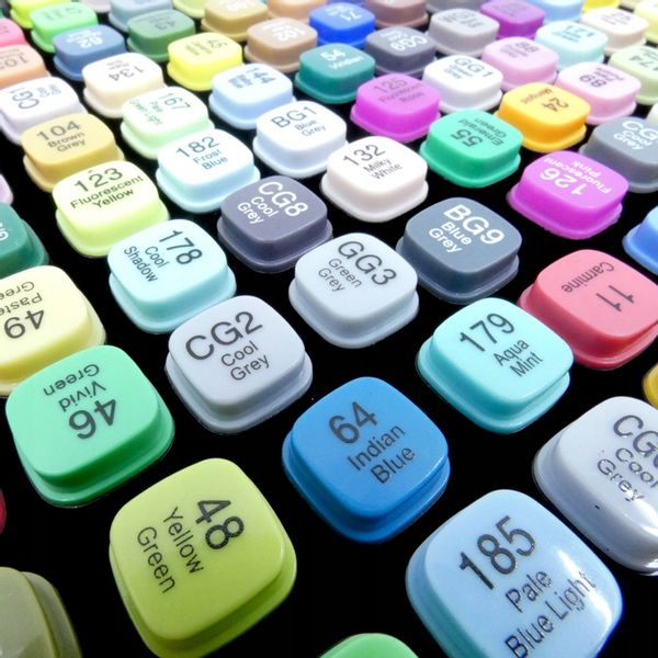 Markery 168 sztuk flamastry pisaki dwustronne alkoholowe precyzyjne + torba zdjęcie 6