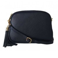 Listonoszka trzy komory frędzelek, złote okucia Vera Pelle Granatowa VP3KZBS