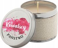 Podziękowanie dla gości weselnych na ślub świeczki zapachowe z nadrukiem