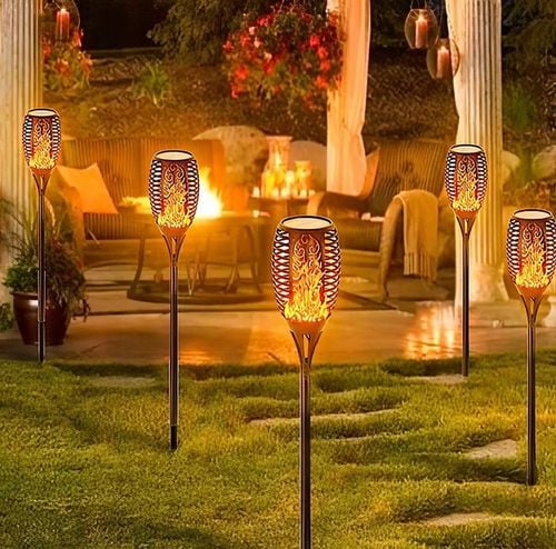 Lampy Solarne Ogrodowe LED Pochodnia Płomień Latarnia Lampki Do Ogrodu na Arena.pl