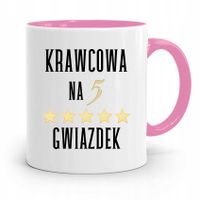 Kubek Różowy Krawca Krawcowej Na 5 Gwiazdek Z Nadrukiem Ze Zdjęciem