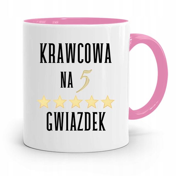 Kubek Różowy Krawca Krawcowej Na 5 Gwiazdek Z Nadrukiem Ze Zdjęciem zdjęcie 1