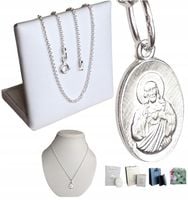 Łańcuszek Srebrny Medalik Komplet Srebrny (na PREZENT / KOMUNIA / Chrzest)