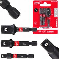 ADAPTER UDAROWY 1/4 NA 1/4 3/8 1/2 MILWAUKEE 3 szt