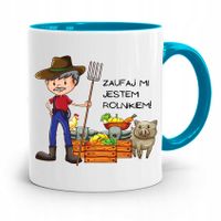 Dla Rolnika Kubek Błękitny Zaufaj Mi! Prezent Z Nadrukiem Ze Zdjęciem