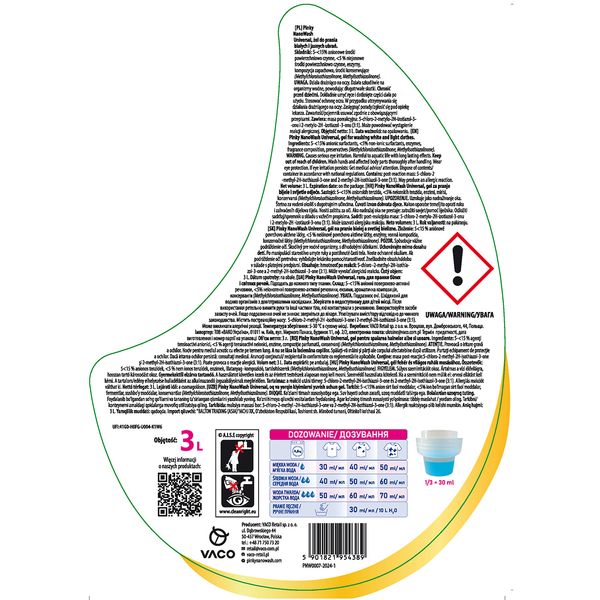Żel do prania tkanin białych i jasnych 100 prań 3L NanoWash Universal PINKY zdjęcie 8