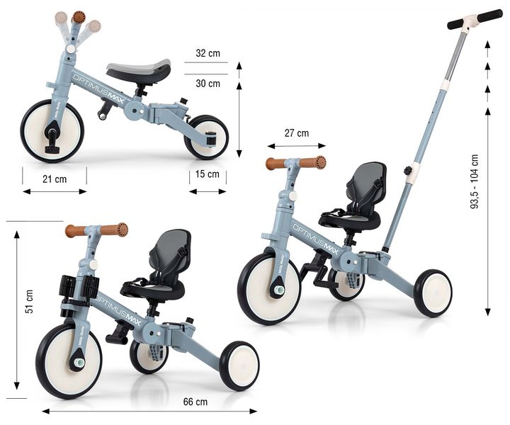 MILLY MALLY 6266 Rowerek 5w1 OPTIMUS MAX denim zdjęcie 12