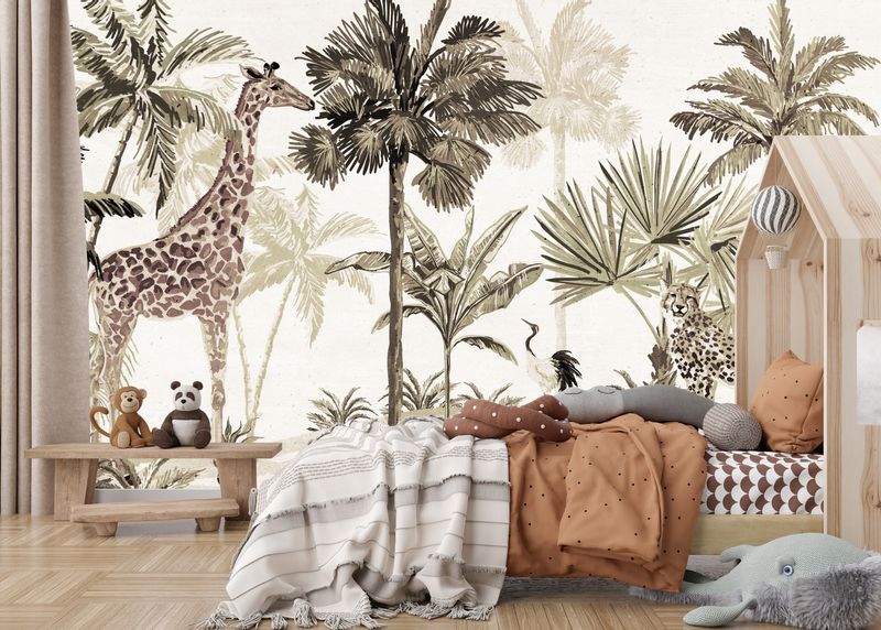 Fototapeta Ścienna Natura Dżungla Dzikie ZWIERZĘTA Styl Boho 360cm x 240cm zdjęcie 6