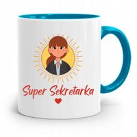 Kubek Błękitny Prezent Dla Sekretarki Super Z Nadrukiem Ze Zdjęciem