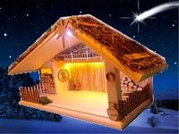 SZOPKA BOŻONARODZENIOWA STAJENKA LED, betlejemska drewniana XXL