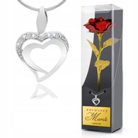 ZŁOTA RÓŻA NASZYJNIK SREBRNE SERCE GRAWER prezent dla mamy