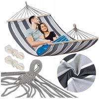 DUŻY HAMAK DWUOSOBOWY OGRODOWY MOCNY XXL 290x150 CM PAŁĄK 120 CM + LINY