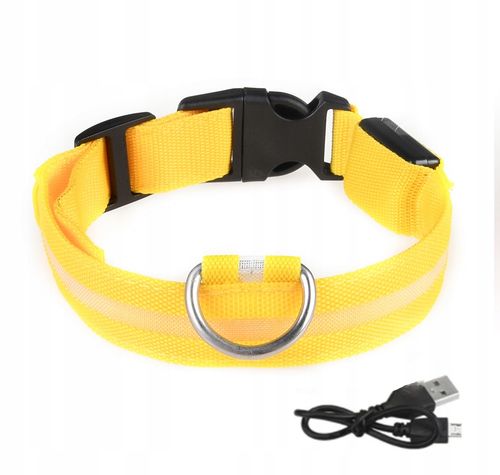 Obroża dla zwierząt PSÓW LED na USB Kabel ŻÓŁTA XL 52-60cm na Arena.pl