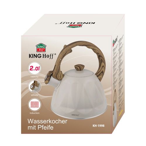 czajnik 2l z gwizdkiem kinghoff kh-1998 beżowy mat na Arena.pl