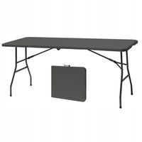 Składany Stół Cateringowy 180x74x74 cm | Czarny | Praktyczny | Kompaktowy