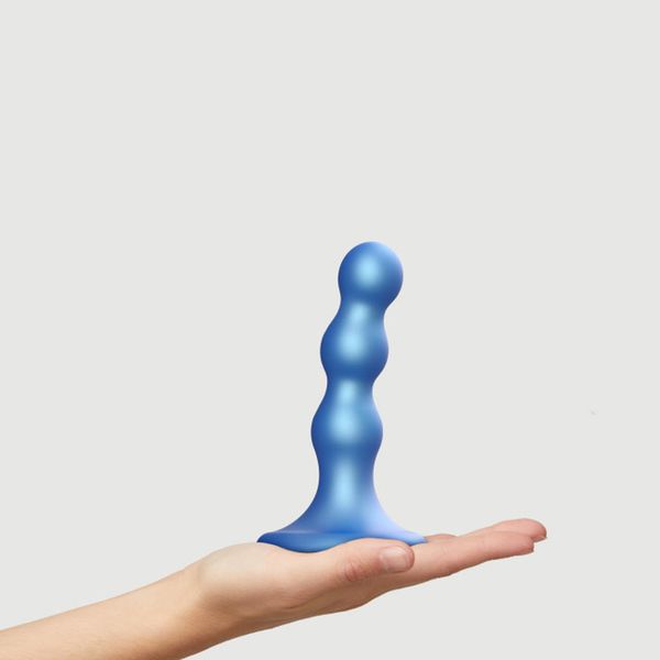 DILDO PLUG BALLS METALLIC BLUE - S zdjęcie 2