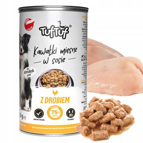 MOKRA KARMA DLA PSA 75% MIĘSA KAWAŁKI W SOSIE TUF TUF MIX 24x415 g. 9,96 kg na Arena.pl