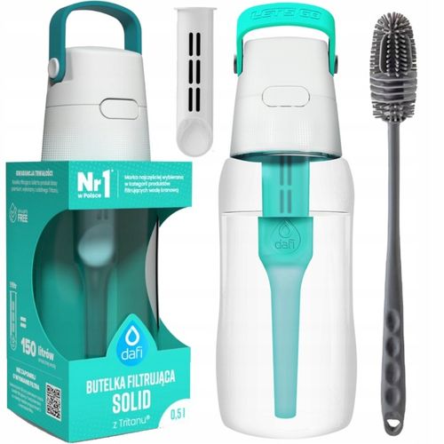 Dafi Solid 0,5 turkusowa butelka filtrująca + silikonowa szczoteczka na Arena.pl