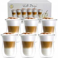 VIALLI 6x SZKLANKI KUBKI TERMICZNE DO KAWY LATTE HERBATY DRINKÓW 300ml