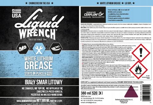SMAR BIAŁY LITOWY W SPRAYU LIQUID WRENCH DO ZAWIASÓW KŁÓDEK 380 ml na Arena.pl