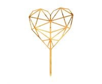 Topper akrylowy złoty Diamentowe Serce, 16 x 10 cm