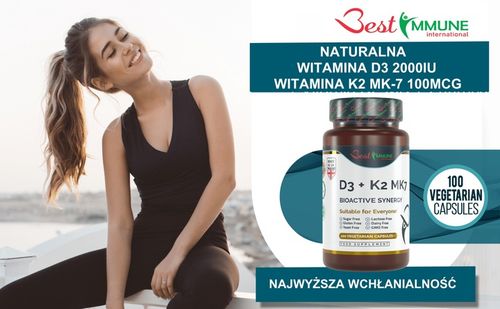 Naturalna witamina D3 2000IU + K2 100mcg Najwyższa Biodostępność na Arena.pl