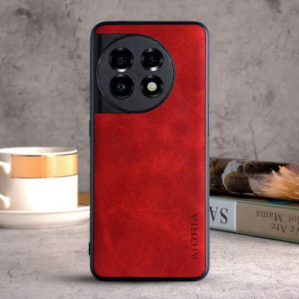Etui AIORIA Vintage LEATHER do OnePlus 11 czerwony zdjęcie 1