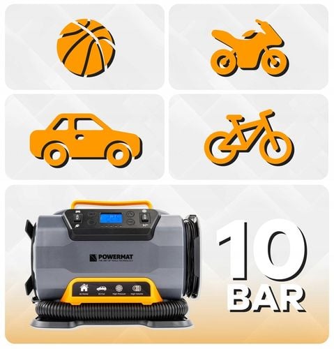 KOMPRESOR SAMOCHODOWY 12 V 230 V POMPKA 10 BAR DO OPON AUTA ROWERU MATERACY na Arena.pl