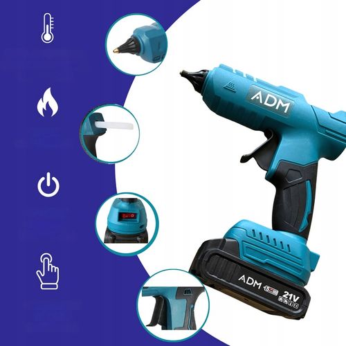 Pistolet do kleju na gorąco ADM bezprzewodowy 21V 2x akumulator 12 na Arena.pl