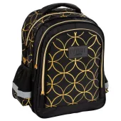 Plecak szkolny wielokomorowy Derform czarny, odcienie żółtego i złota 19 l