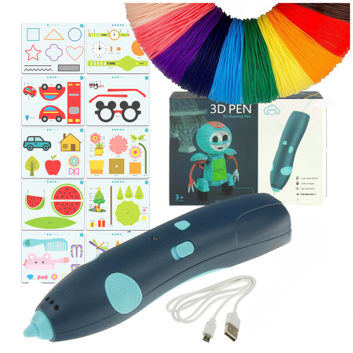 długopis drukarka 3d pen bezpieczny zestaw + wzory niebieski na Arena.pl