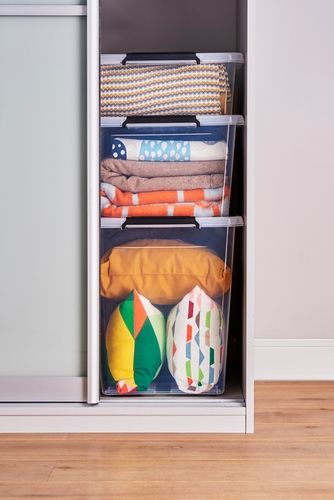 Pojemnik 35 l plastikowy pod łóżko z pokrywą kółkami szuflada XL na Arena.pl