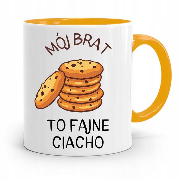 Kubek Żółty Prezent Dla Brata Dziecka Fajne Ciacho Z Nadrukiem Ze Zdjęciem zdjęcie 1