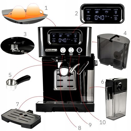 EKSPRES DO KAWY CIŚNIENIOWY KOLBOWY PÓŁAUTOMATYCZNY WEBBER 15 BAR M5 na Arena.pl